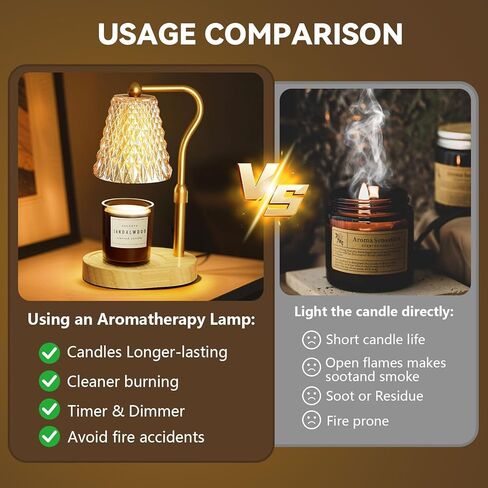 Candle Warmer Lamp with Timer Dimmer, Birthday Gifts for Women Mom, Height Adjustable Wax Melt Warmer for Jar Candles with 2 Bulbs, House Warming Gifts New Home Decor in Saudi Arabia