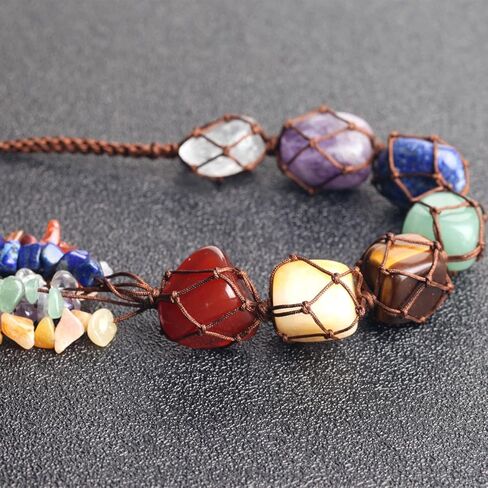 7 Chakra Handmade Crystal Window Car Hanging Ornaments Home Decoration Feng Shui Ornament Yoga Meditation Car Decoration Tumbled Palm Stones Mother's Day Decorations in Saudi Arabia