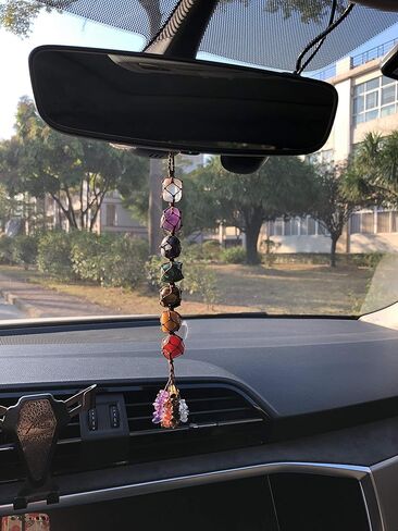 7 Chakra Handmade Crystal Window Car Hanging Ornaments Home Decoration Feng Shui Ornament Yoga Meditation Car Decoration Tumbled Palm Stones Mother's Day Decorations in Saudi Arabia