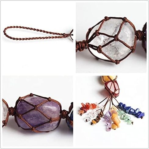 7 Chakra Handmade Crystal Window Car Hanging Ornaments Home Decoration Feng Shui Ornament Yoga Meditation Car Decoration Tumbled Palm Stones Mother's Day Decorations in Saudi Arabia