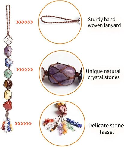 7 Chakra Handmade Crystal Window Car Hanging Ornaments Home Decoration Feng Shui Ornament Yoga Meditation Car Decoration Tumbled Palm Stones Mother's Day Decorations in Saudi Arabia