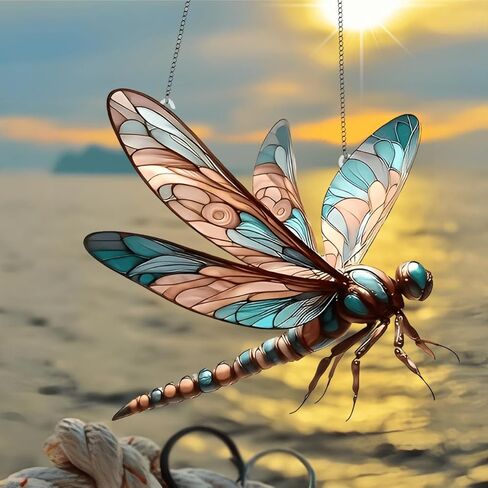 1PC Dragonfly Colorful Acrylic Suncatcher Hanging, 7.08 inch Window Decor with Printed Stained Glass Style Design, Rainbow Maker Wall Art, Gift Idea & Garden Ornament Indoor Outdoor Use/DW-20 in Saudi Arabia