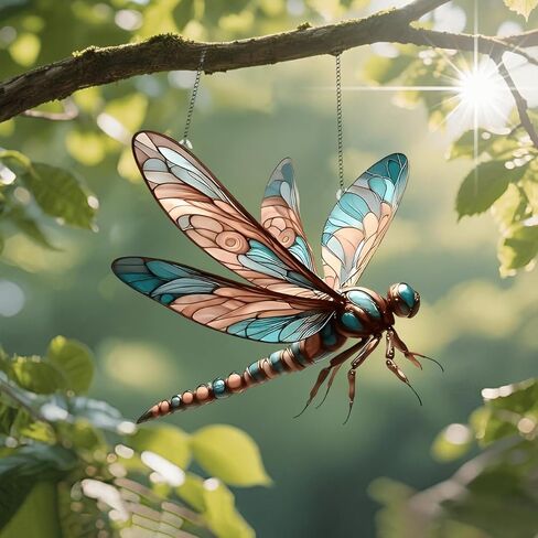 1PC Dragonfly Colorful Acrylic Suncatcher Hanging, 7.08 inch Window Decor with Printed Stained Glass Style Design, Rainbow Maker Wall Art, Gift Idea & Garden Ornament Indoor Outdoor Use/DW-20 in Saudi Arabia