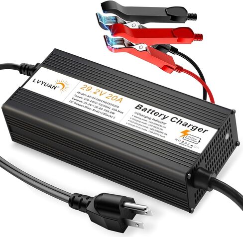 شاحن بطارية LVYUAN 14.6V 20A LiFePO4، شاحن بطاريات ذكي تلقائي وصيانة مزيل الكبريت مع شريحة ذكية لبطاريات الليثيوم LiFePO4 بطارية ذات دورة عميقة، شهادة UL in Kuwait