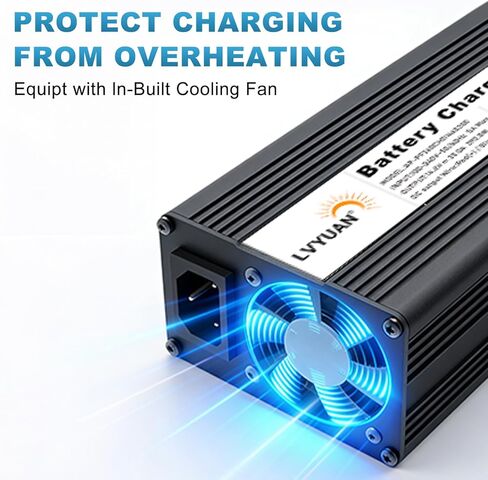 LVYUAN 14.6V 20A LiFePO4 Battery Charger, Automatic Smart Battery Charger and Desulfator Maintenance with Smart Chip for LiFePO4 Lithium Batteries deep Cycle Battery, Ul Certification in Saudi Arabia