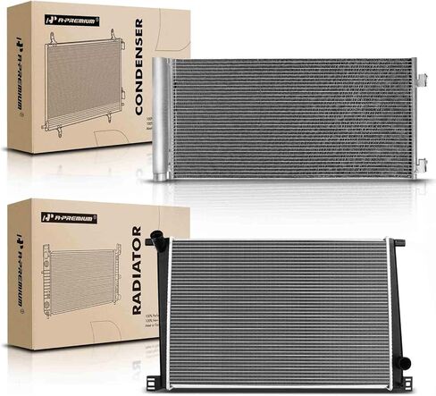 A-Premium Engine Coolant Radiator & A/C Condenser Cooling Kit Compatible with Mini Cooper 2011 2012 2013 2014 2015 1.6L, 2-PC Set in Saudi Arabia