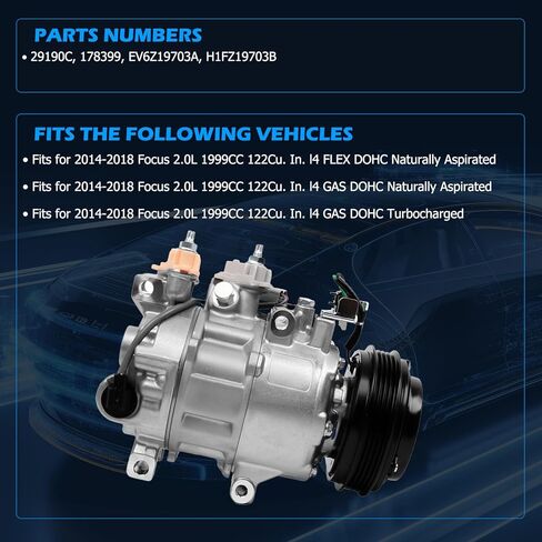 29190C مكيف الهواء ضاغط التيار المتردد مع القابض يناسب 2014 2015 2016 2017 2018 التركيز 2.0L، استبدال OE 178399 EV6Z19703A in Saudi Arabia