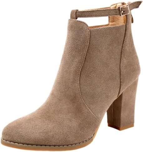 Women's large-size high-heeled thick-soled short boots. Fashionable and elegant. Back zipper design. in Saudi Arabia