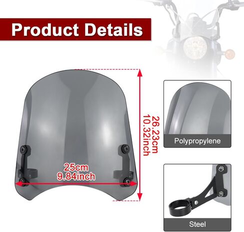 Xitomer Windshield Windscreen Bracket Compatible with Scout Sixty 2016-2021, Scout 2015-2023 Scout Wind Deflector Motorcycle Windshield with Bracket (Grey) in Saudi Arabia