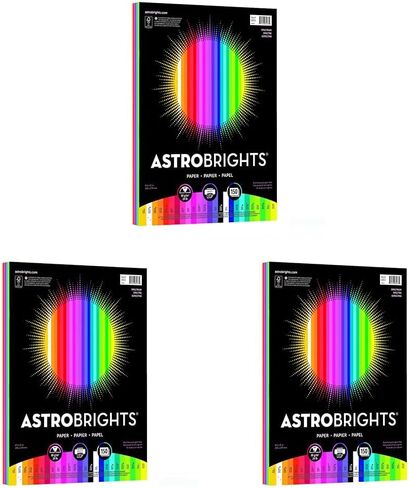 Astrobrights Color Paper, 8.5" x 11", 24 lb/89 gsm,"Spectrum" 25-Color Assortment, 150 Sheets (80933-01) in Saudi Arabia