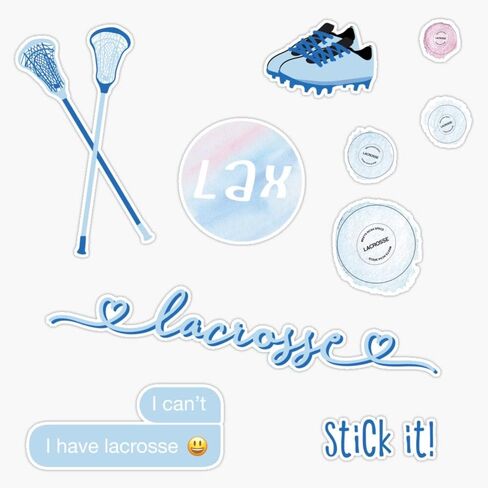 Light Blue Watercolor Lacrosse Pack Sticker Vinyl Bumper Sticker 6 Mil Thick - Size 5" in Saudi Arabia