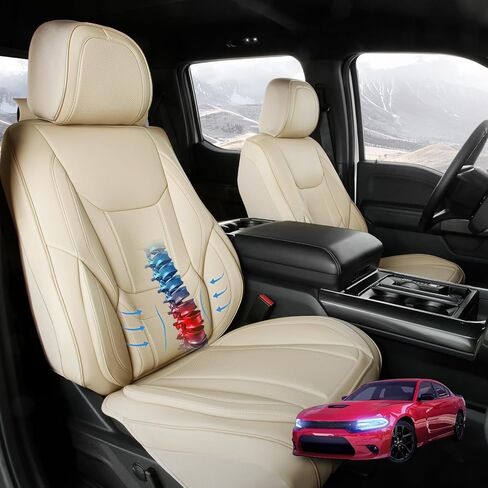 أغطية مقاعد السيارة المخصصة من Coverland متوافقة مع Honda Crosstour 2012-2015 - غطاء مقعد مصنوع من الجلد الفاخر غير قابل للانزلاق ومقاوم للماء وغطاء مقعد داخلي مناسب [مجموعة كاملة للمقعد باللون البيج] in Kuwait