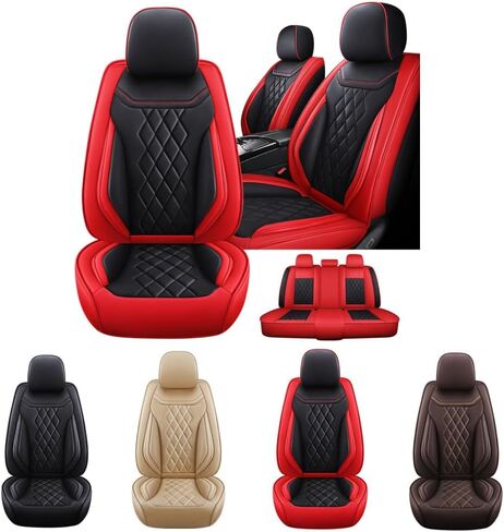 5 Seat Covers for VW Atlas 2018-2024,Nappa Leather Car Seat Covers,Car Seat Cushions,Waterproof Soft Car Seat Covers,Airbag Compatible Interior Accessories(Deluxe,Classic+Black) in Kuwait