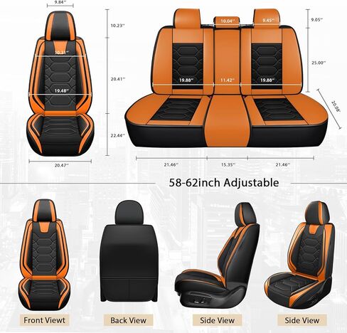 Car Seat Covers Full Set,Car Seat Protector Front Seats,Automotive Leather Car Seat Covers for Cars,Universal Interior Waterproof Seat Covers for Most Cars,Front Seats,Black Orange in Saudi Arabia