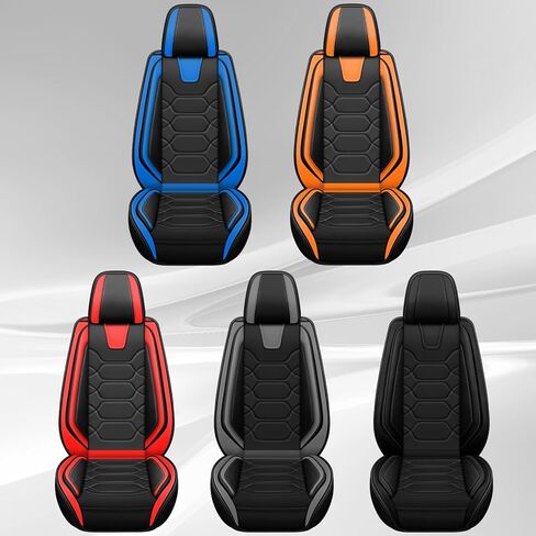Car Seat Covers Full Set,Car Seat Protector Front Seats,Automotive Leather Car Seat Covers for Cars,Universal Interior Waterproof Seat Covers for Most Cars,Front Seats,Black Orange in Saudi Arabia