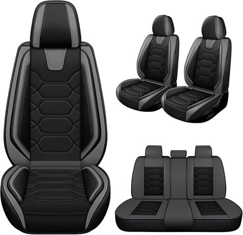 Car Seat Covers Full Set,Car Seat Protector Front Seats,Automotive Leather Car Seat Covers for Cars,Universal Interior Waterproof Seat Covers for Most Cars,Front Seats,Black Orange in Saudi Arabia