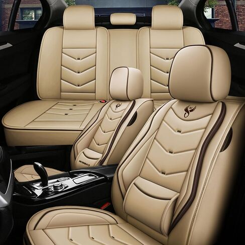 5 أغطية مقاعد لسيارة جيب كومباس 2015-2026 أغطية مقاعد سيارة جلدية مقاومة للماء وجيدة التهوية، ملحقات داخلية غطاء مقعد وسادة هوائية متوافقة (أسود وأحمر، قياسي) in Kuwait