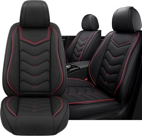 غطاء مقعد السيارة لسيارة Saturn Aura 2007-2009، مجموعة أغطية المقاعد الكاملة، غطاء مقعد مقاوم للماء غير قابل للانزلاق، أغطية مقاعد السيارة من جلد نابا المقاوم للتآكل. (قياسي 5 مقاعد/أسود نقي) in Kuwait