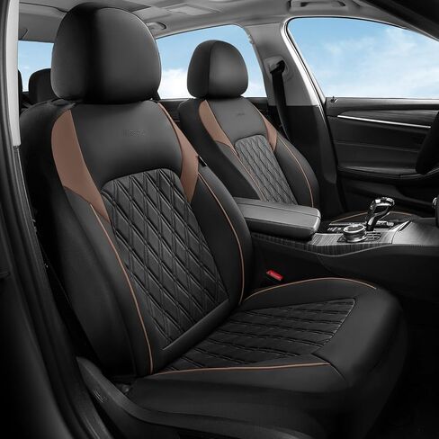 Coverado Seat Covers, Car Seat Covers Full Set, Car Seat Cover, Car Seat Covers Front Seats and Back, Waterproof Car Seat Cushion, Faux Leather Car Seat Protector Universal Fit Most Cars, Black&Pink in Kuwait
