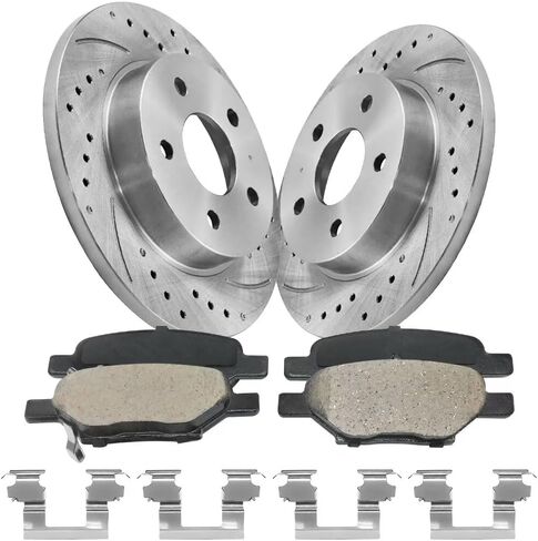 Rear Automotive Replacement Brake Kit, Drilled Slotted Rotors Kit Compatible with 2004-2012 Chevy Malibu, 2005-2008 Chevy Cobalt|Brake Rotors and Brake Pads|270mm(10.6in)|D1033-7937 & 55094 in Saudi Arabia
