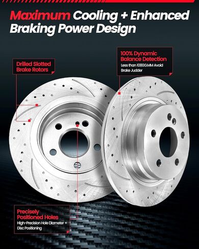 Rear Automotive Replacement Brake Kit, Drilled Slotted Rotors Kit Compatible with 2004-2012 Chevy Malibu, 2005-2008 Chevy Cobalt|Brake Rotors and Brake Pads|270mm(10.6in)|D1033-7937 & 55094 in Saudi Arabia