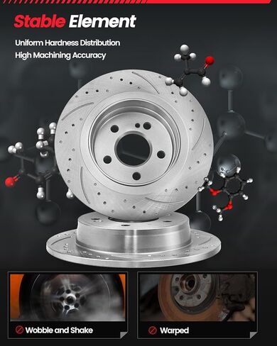 Rear Automotive Replacement Brake Kit, Drilled Slotted Rotors Kit Compatible with 2004-2012 Chevy Malibu, 2005-2008 Chevy Cobalt|Brake Rotors and Brake Pads|270mm(10.6in)|D1033-7937 & 55094 in Saudi Arabia
