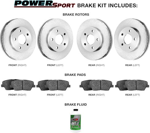 Power Sport Front and Rear Brake Kit For 2003-2005 Chevrolet Astro, GMC Safari; 2002 Chevrolet Avalanche; 1999-2007 Chevrolet Silverado| Blank Brake Rotors| Semi Metallic Brake Pads and Rotors Kit in Saudi Arabia
