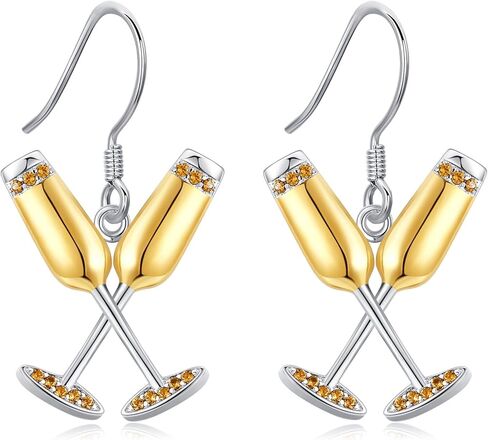 Champagne Earrings 18K Gold Plated Champagne Bottle Dangle Drop Earrings Wine Jewelry Gifts for Women in Saudi Arabia