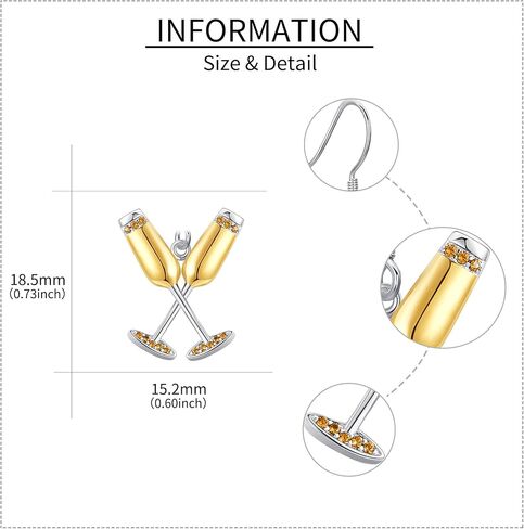Champagne Earrings 18K Gold Plated Champagne Bottle Dangle Drop Earrings Wine Jewelry Gifts for Women in Saudi Arabia