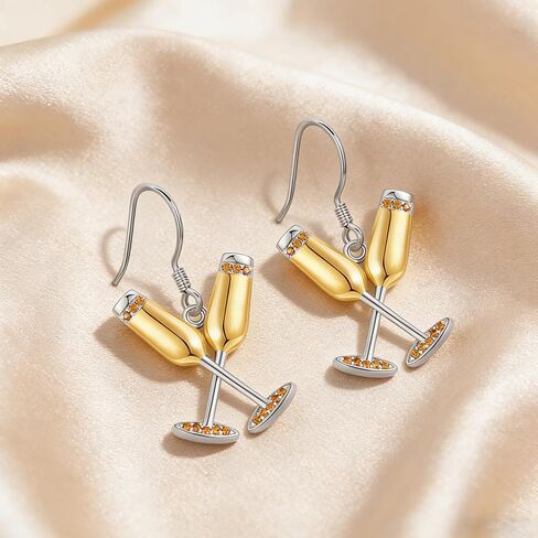 Champagne Earrings 18K Gold Plated Champagne Bottle Dangle Drop Earrings Wine Jewelry Gifts for Women in Saudi Arabia