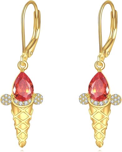 Ice Cream Earrings 925 Sterling Silver Ice Cream Cone Earrings Summer Blingbling Jewelry Gifts for Women in Saudi Arabia
