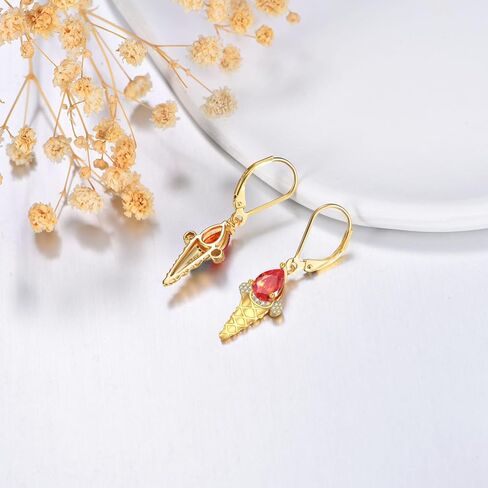 Ice Cream Earrings 925 Sterling Silver Ice Cream Cone Earrings Summer Blingbling Jewelry Gifts for Women in Saudi Arabia