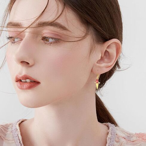 Ice Cream Earrings 925 Sterling Silver Ice Cream Cone Earrings Summer Blingbling Jewelry Gifts for Women in Saudi Arabia
