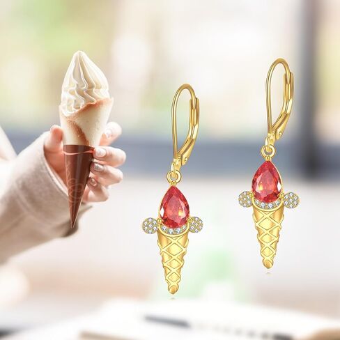 Ice Cream Earrings 925 Sterling Silver Ice Cream Cone Earrings Summer Blingbling Jewelry Gifts for Women in Saudi Arabia