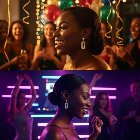 أقراط متدلية من الزركونيا المكعبة باللؤلؤ للنساء، أقراط متدلية هندسية من الفضة الإسترليني لحفلات الزفاف كل يوم in Kuwait