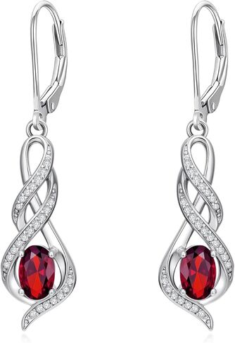 POIUY Infinity Birthstone Leverback Earrings Gift for Women, Infinity Dangle Drop Earring, Anniversary Birthday Mothers Day Jewelry Gifts for Sister Mom Wife Friends Lover Her in Saudi Arabia