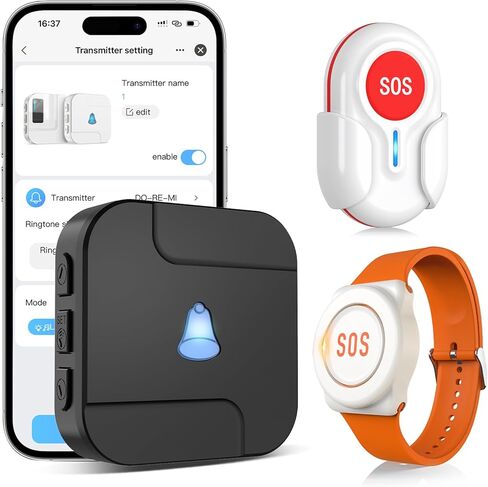 CallToU Wireless Caregiver Pager Call Button Nurse Calling Alert System Call Bell Elderly Patient Disabled with 2 Transmitters 2 Plug-in Receiver 1 Battery Portable Receiver in Kuwait