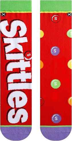 Odd Sox - جوارب Skittles Split Crew - منتجات حلوى الحلوى الجديدة - ملابس من مزيج القطن الناعم - مقاس كبير مناسب للجنسين - هدية ممتعة رائعة للرجال والنساء والمراهقين in Saudi Arabia