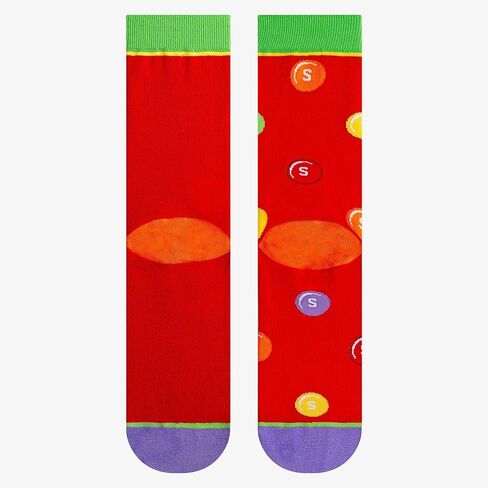 Odd Sox - جوارب Skittles Split Crew - منتجات حلوى الحلوى الجديدة - ملابس من مزيج القطن الناعم - مقاس كبير مناسب للجنسين - هدية ممتعة رائعة للرجال والنساء والمراهقين in Saudi Arabia