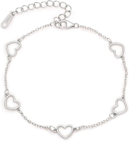 سوار قلوب لذيذ للنساء 14K مطلية بالذهب 925 الفضة الاسترليني وصلة سوار القلب المجوف لابنتها أمي قابل للتعديل الصداقة مطابقة سلسلة سحر اليد الزفاف هدايا مجوهرات عيد الحب in Kuwait