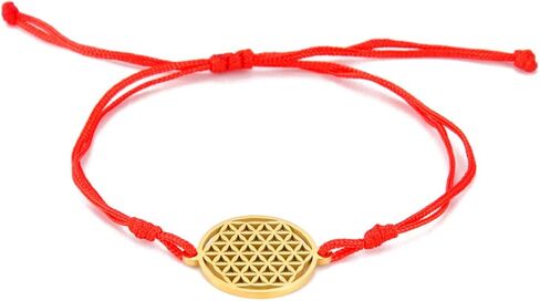 UNIFT Flower Of Life Pendant Bracelet For Women Stainless Steel Geometry Style Hollow Out Flower of Life Double Rope Bracelet Inspirational Adjustable Bracelet Jewelry in Saudi Arabia