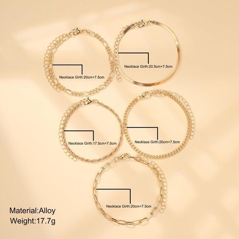 Gold Bracelets for Women Waterproof, 14K Real Gold Jewelry Sets for Women Trendy Thin Dainty Stackable Cuban Link Paperclip Chain Bracelet Pack Fashion Accessories Gifts for Womens in Kuwait