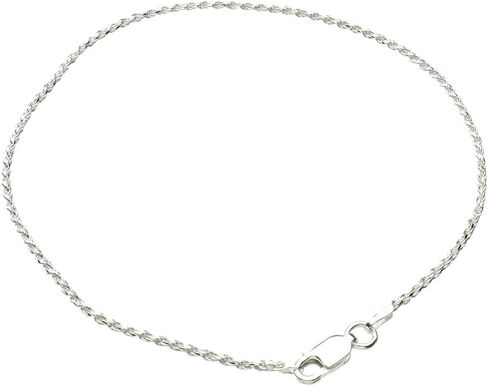 Sterling Silver 1.5mm Diamond-Cut Rope Nickel Free Chain Bracelet Italy, 7.5" in Kuwait