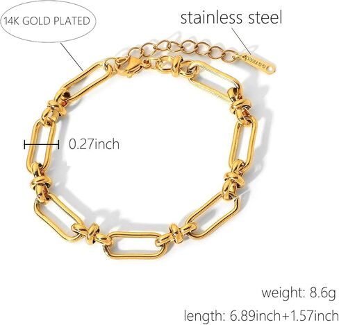 14k Chunky Gold Plated Rope Link Bracelets for Women And Men, Charm Stainless Steel Bracelets Non Tarnish,Cuba Chain Bangle(Style B) in Saudi Arabia
