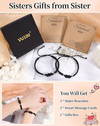 VU100 هدايا أخت صديق للنساء هدايا عيد ميلاد لأساور صداقتها لأساورتين متطابقتين للنساء عيد الميلاد هدايا عيد الميلاد لأفضل صديق أخت Bestie in Kuwait