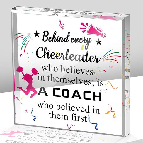 Tatuo Cheer Coach Gift Acrylic Sign Cheerleading Coach Appreciation Gift Keepsake Office Table Decor Thank You for Birthday Retirement Graduation End of Season Senior(Pink,6 x 6 Inch,Heart) in Saudi Arabia