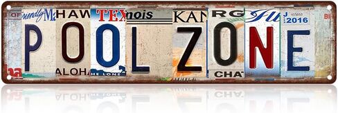 لافتة معدنية للبلياردو - ديكور جداري على طراز لوحة ترخيص عتيقة - لوحة من القصدير ريفي لكهف الرجل وغرفة الألعاب وقاعة المسبح وبار الحانة - تصميم صناعي قديم مع فتحات مثقوبة مسبقًا مقاس 16x4 بوصة من الألومنيوم (التنوع-03) in Kuwait