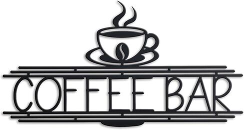 Black Metal Coffee Bar Sign for Wall Coffee Signs for Cafe Station Cafe Wall Decor Kitchen Accessories Black Cup Letter Sign for Home Kitchen Cafe Bar Office (Elegant) in Saudi Arabia