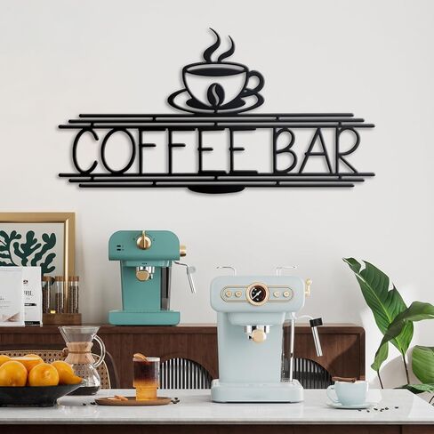Black Metal Coffee Bar Sign for Wall Coffee Signs for Cafe Station Cafe Wall Decor Kitchen Accessories Black Cup Letter Sign for Home Kitchen Cafe Bar Office (Elegant) in Saudi Arabia