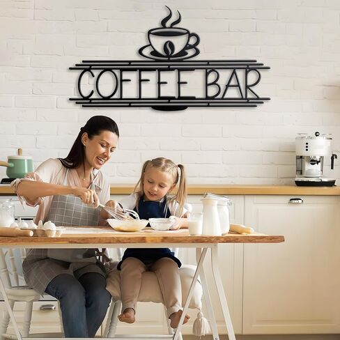 Black Metal Coffee Bar Sign for Wall Coffee Signs for Cafe Station Cafe Wall Decor Kitchen Accessories Black Cup Letter Sign for Home Kitchen Cafe Bar Office (Elegant) in Saudi Arabia